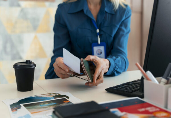 front-view-woman-working-as-travel-agent